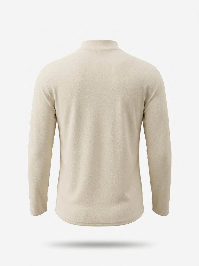 Men’s Mock-Neck Long-Sleeve Pullover – Slim Casual Layer for Cooler Days
