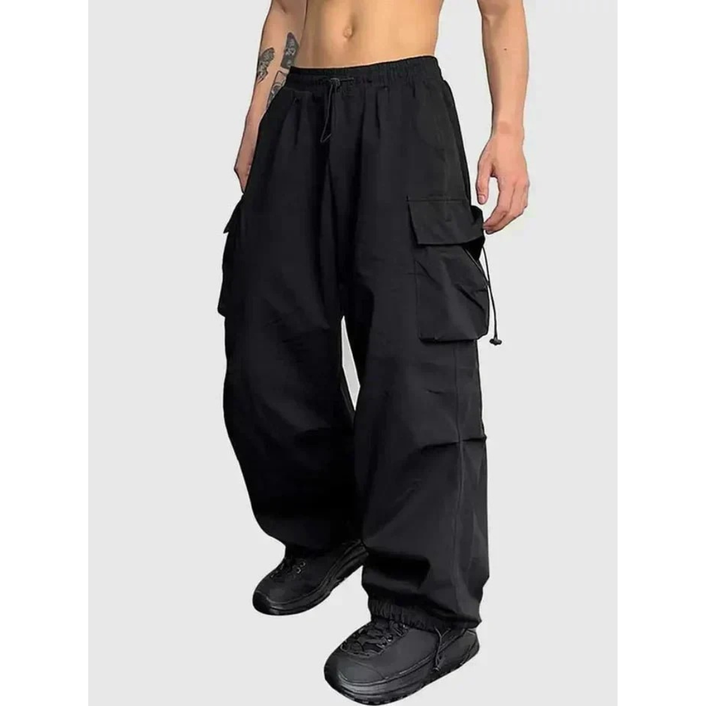 Men’s Wide-Leg Cargo Trousers – Relaxed Utility Pants for Streetwear Travel and Everyday Wear