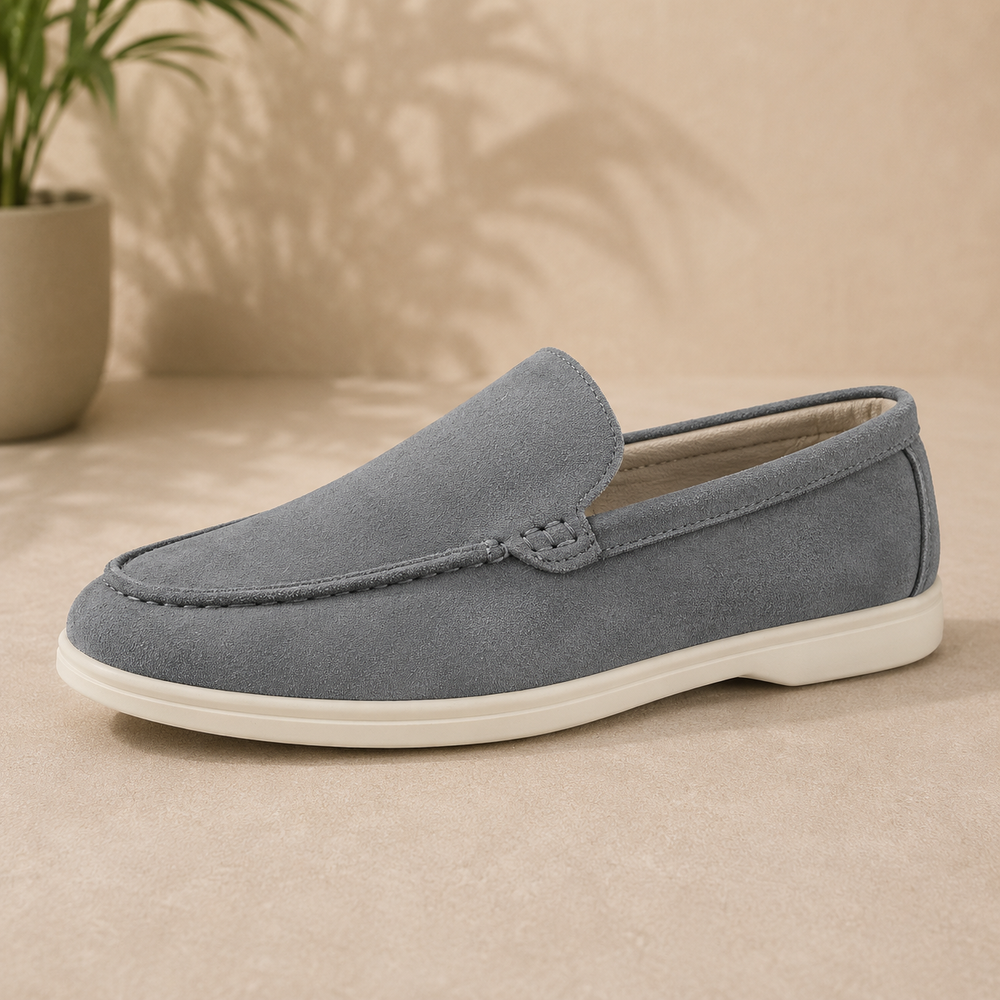 Men’s Suede-Style Slip-On Loafers – Minimalist Smart Casual Shoes for Everyday Wear