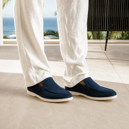 Men’s Suede-Style Slip-On Loafers – Minimalist Smart Casual Shoes for Everyday Wear