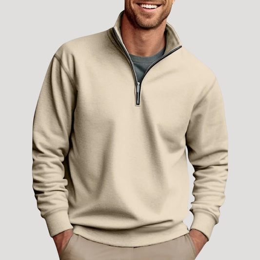 Men’s Half-Zip Sweatshirt – Stand-Collar Long-Sleeve Pullover with Contrast Zip Detail for Casual Everyday Wear