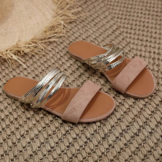 Women’s Memory Foam Flat Sandals – Comfortable Summer Slip-Ons for Walking and Everyday Wear