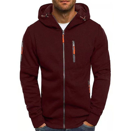 Men’s Zip-Through Hoodie – Chest Pocket with Drawcord Hood and Contrast Seams