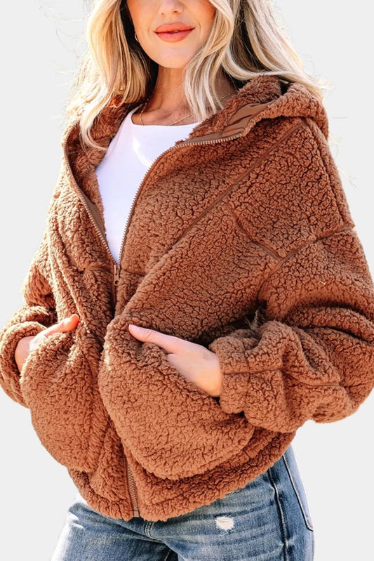 Women’s Teddy Jacket – Hooded Fleece Jacket with Full-Length Zip