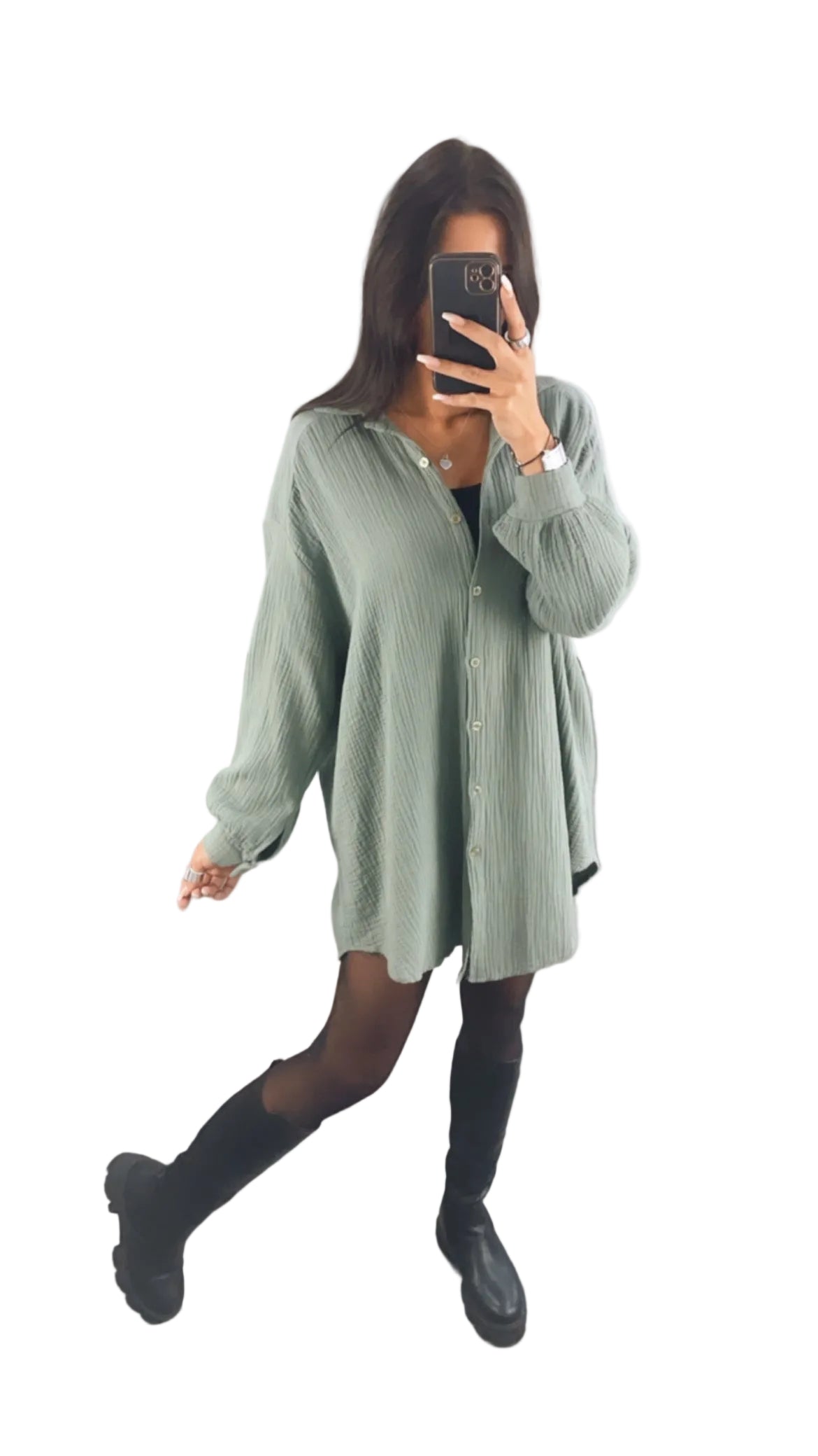 Women’s Oversized Cotton Muslin Shirt – Relaxed Button-Up Layer for Casual Days