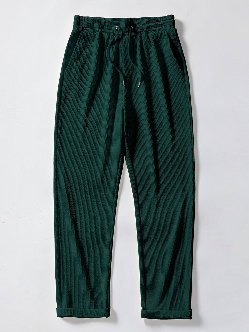 Men’s Stretch Ribbed Trousers with Adjustable Waist – Regular Fit Weekend Pants