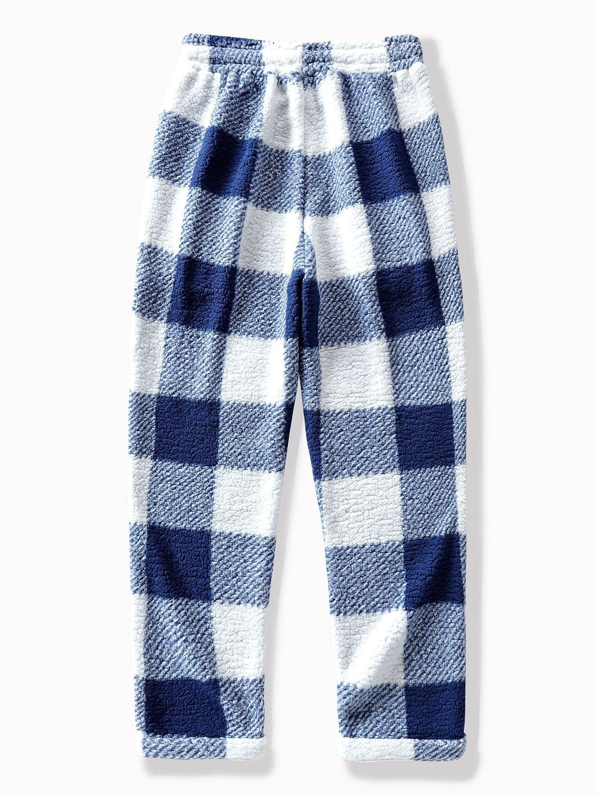 Men’s Teddy Fleece Straight-Leg Trousers – Warm Drawstring Winter Lounge Pants