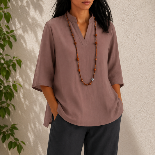 Women’s Lightweight V-Neck Blouse – Relaxed Summer Top for Everyday Wear