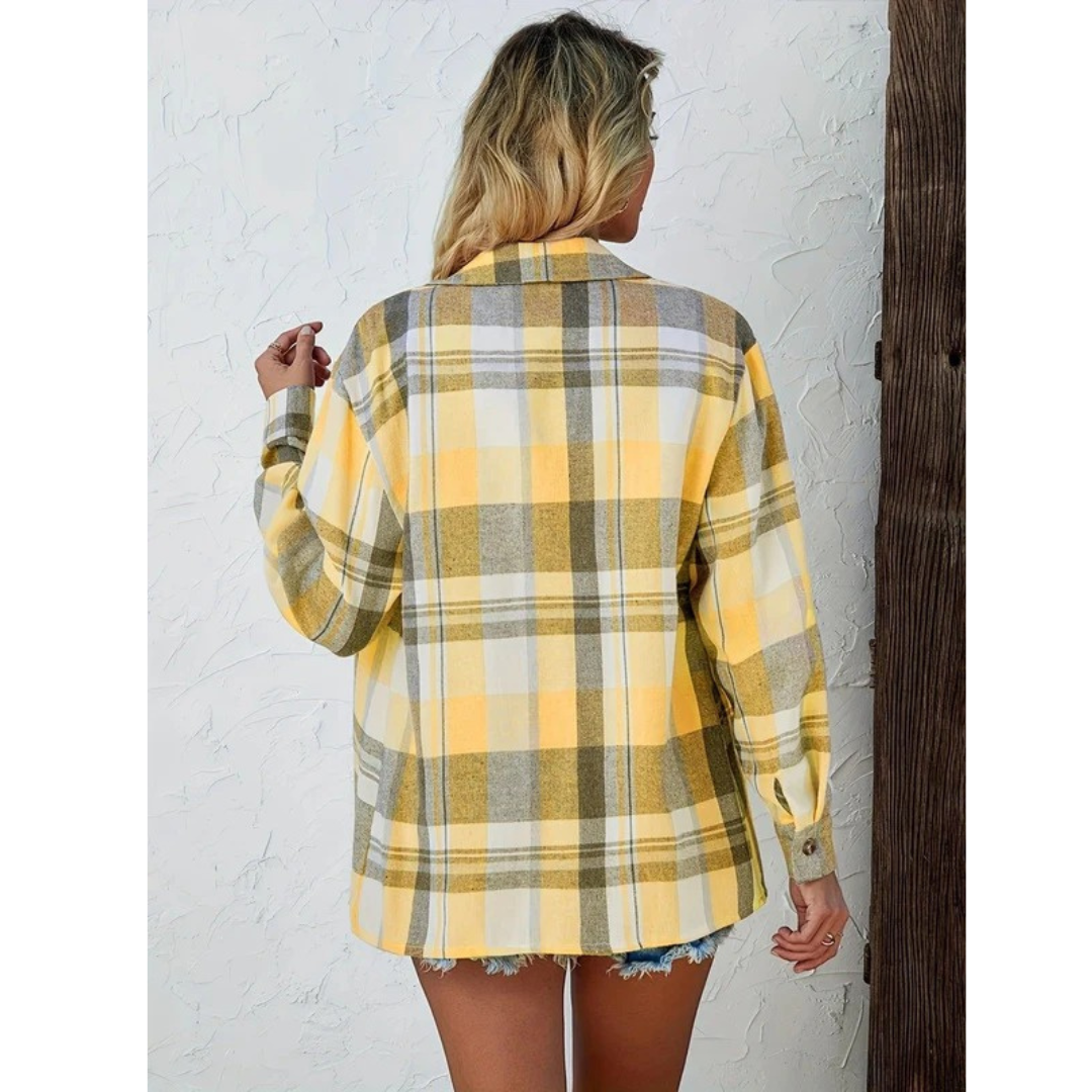 Women’s Oversized Flannel Shirt – Relaxed Checked Layer for Autumn and Winter Wear