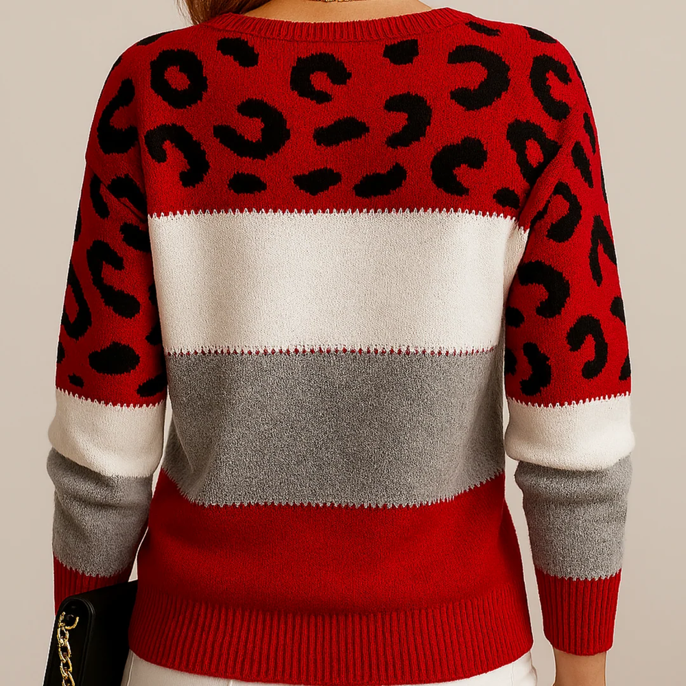 Women’s Printed Knit Sweater – Relaxed Long-Sleeve Style for Autumn and Winter Wear