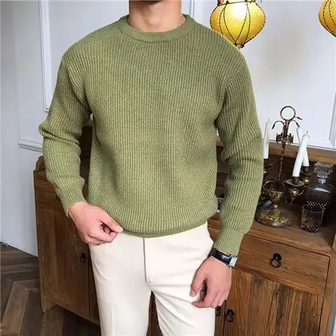 Men’s Ribbed Crew-Neck Sweater – Refined Everyday Knit for Smart Casual Wear