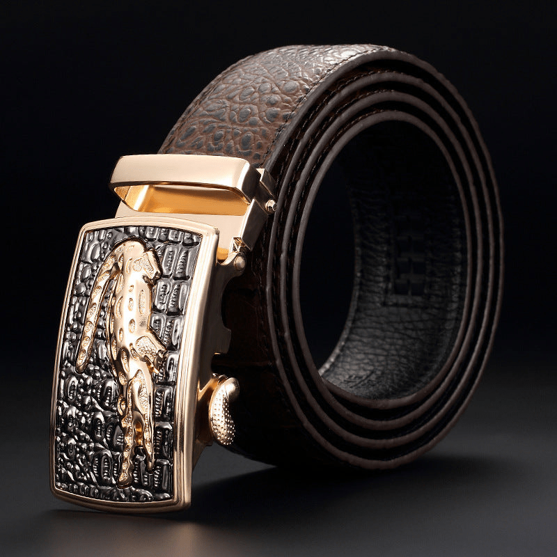 Men’s Embossed Buckle Belt – Textured Strap Accessory for Smart Casual Wear