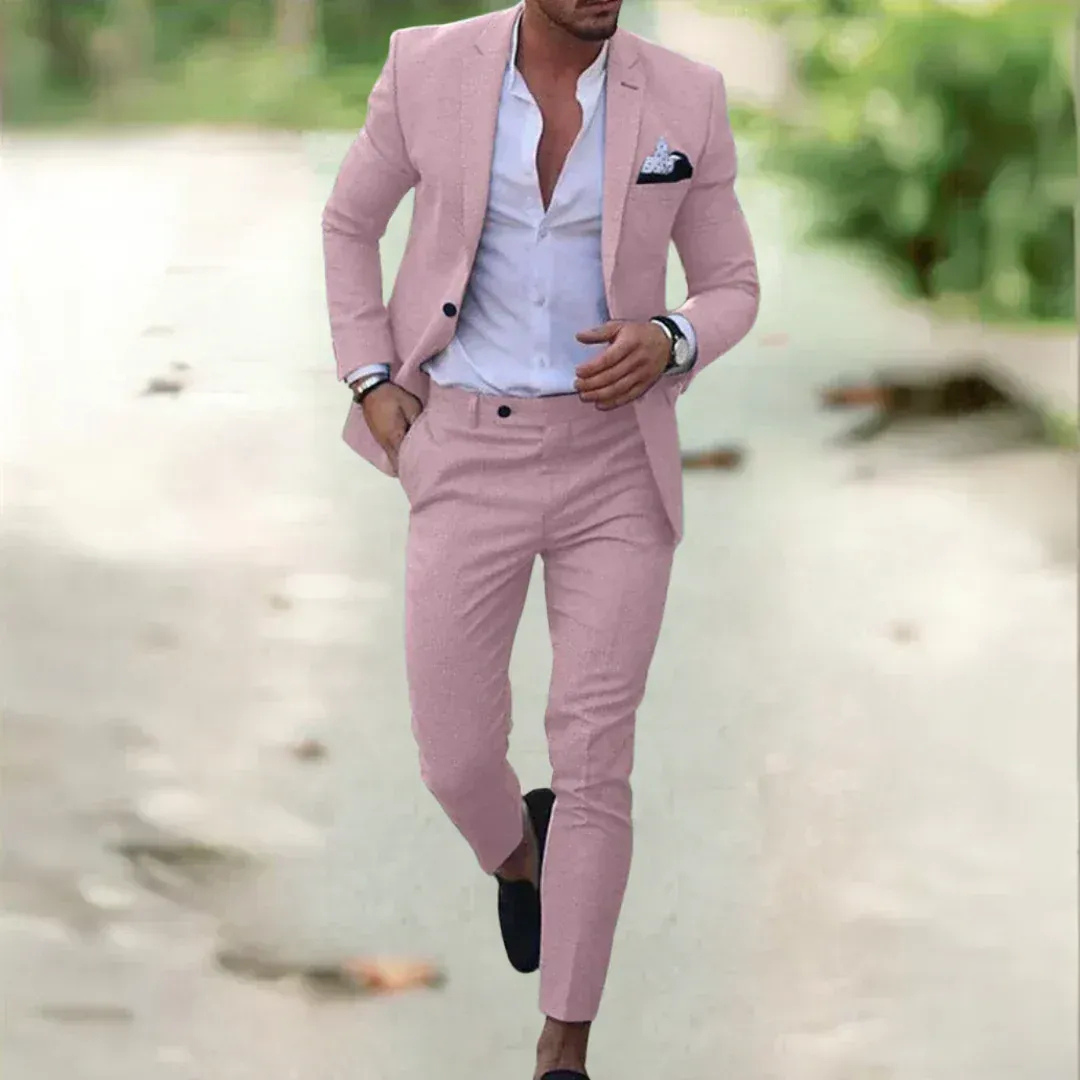 Men’s Slim Fit Two-Piece Suit – Lightweight Wedding and Business Formalwear
