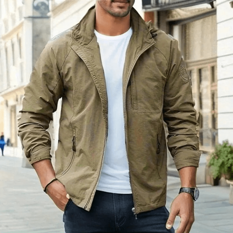 Men’s Water-Resistant Hooded Utility Jacket – Breathable Lightweight Layer for Summer Wear