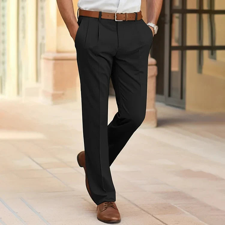 Men’s Tailored Trousers – Straight Leg with Front Pleats