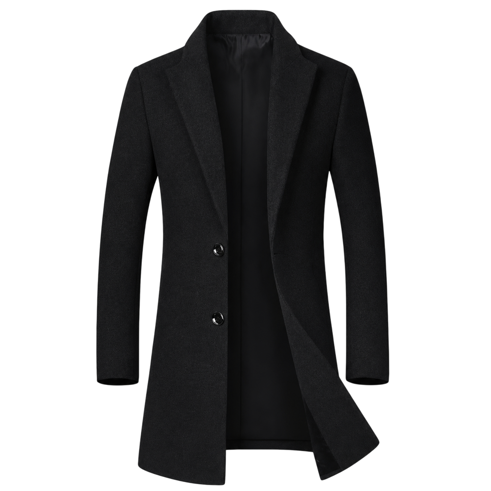 Men’s Mid-Length Tweed Overcoat – Straight-Cut Tailored Layer for Smart Everyday Wear
