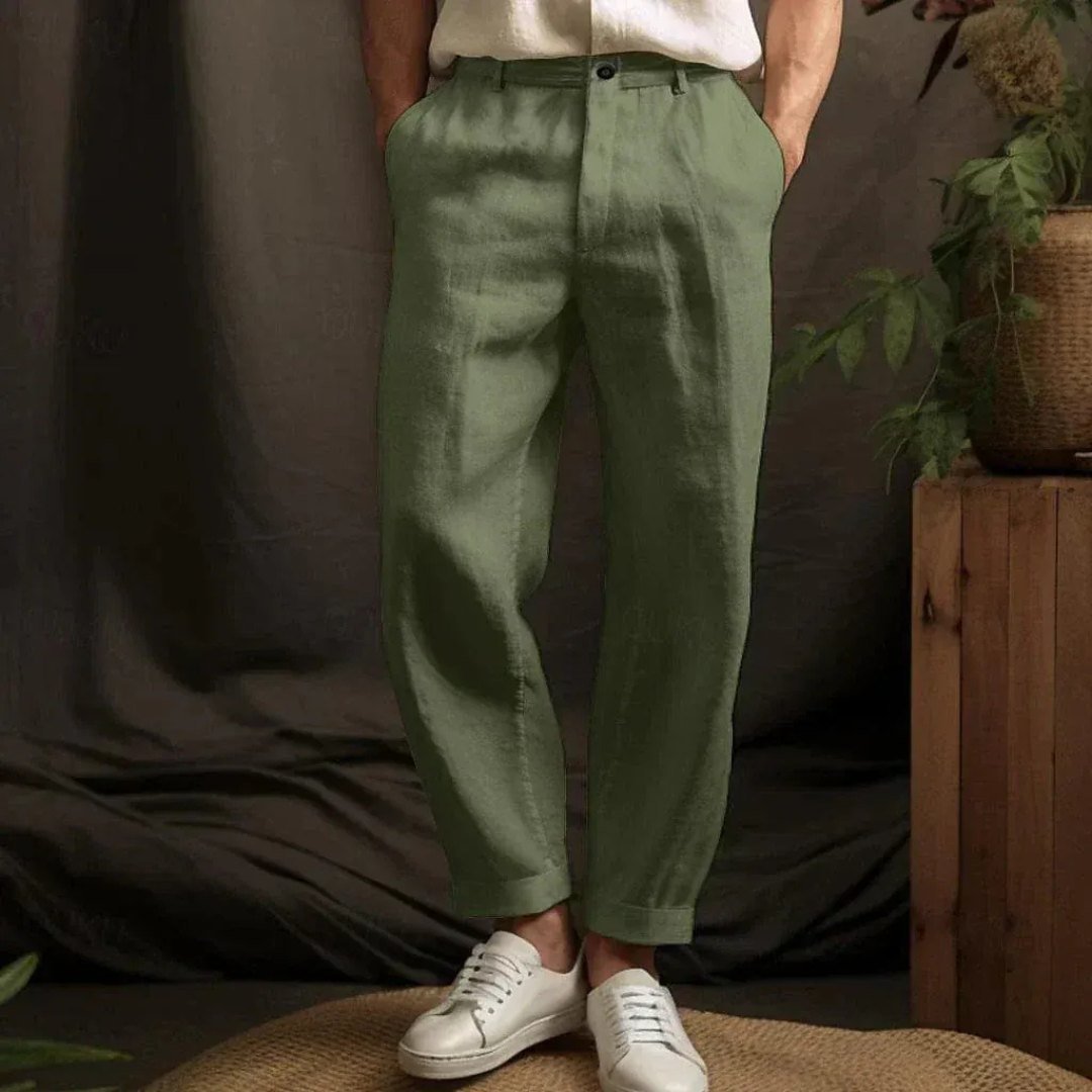 Men’s Relaxed Linen Trousers – Lightweight Summer Pants for Holidays and Smart Casual Wear