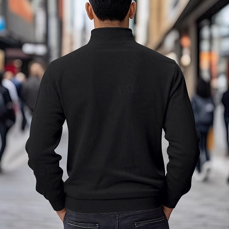 Men’s Ribbed Overshirt Jacket – Stand-Collar Button-Front Layer with Flap Chest Pockets for Casual Transitional Wear