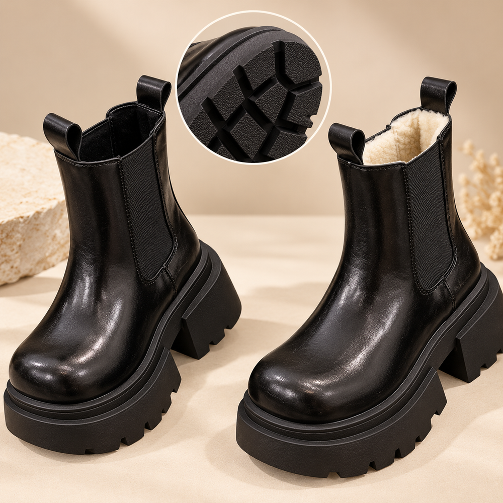 Women's platform Chelsea boots standard and fleece-lined options