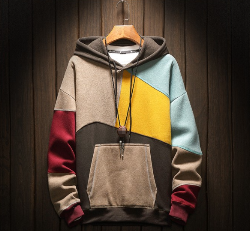Men’s Colourblock Pullover Hoodie – Relaxed Kangaroo-Pocket Sweatshirt for Casual Winter Wear