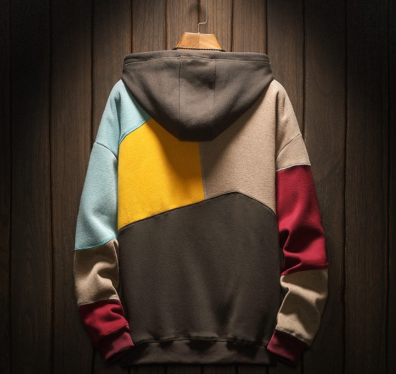 Men’s Colourblock Pullover Hoodie – Relaxed Kangaroo-Pocket Sweatshirt for Casual Winter Wear