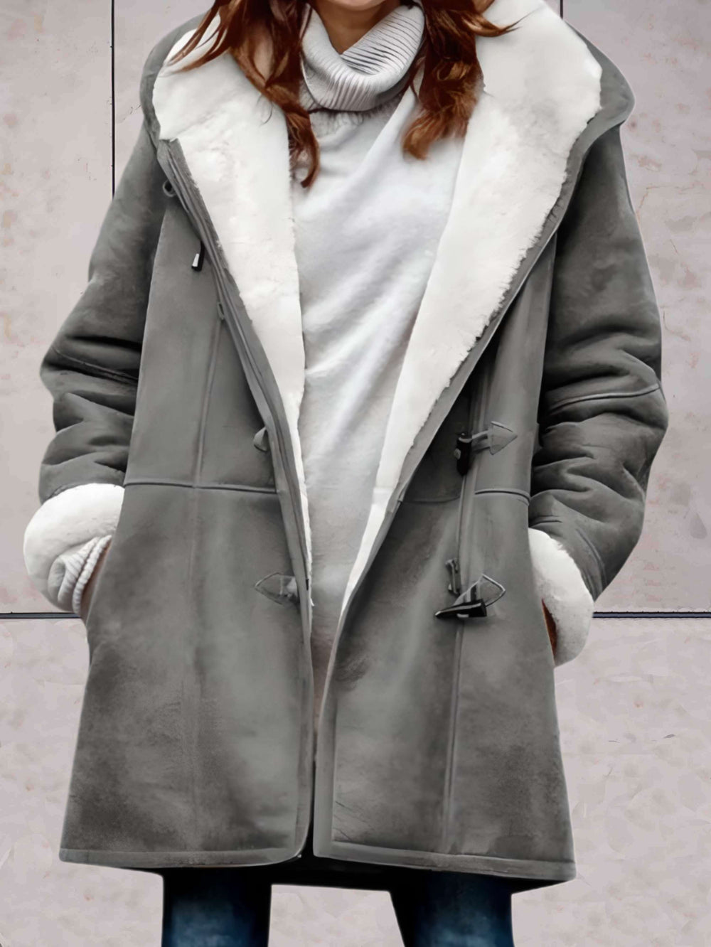 Women’s Sherpa-Lined Hooded Duffle Coat – Warm Toggle-Front Winter Layer for Everyday Cold-Weather Wear