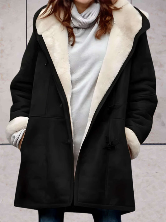Women’s Sherpa-Lined Hooded Duffle Coat – Warm Toggle-Front Winter Layer for Everyday Cold-Weather Wear