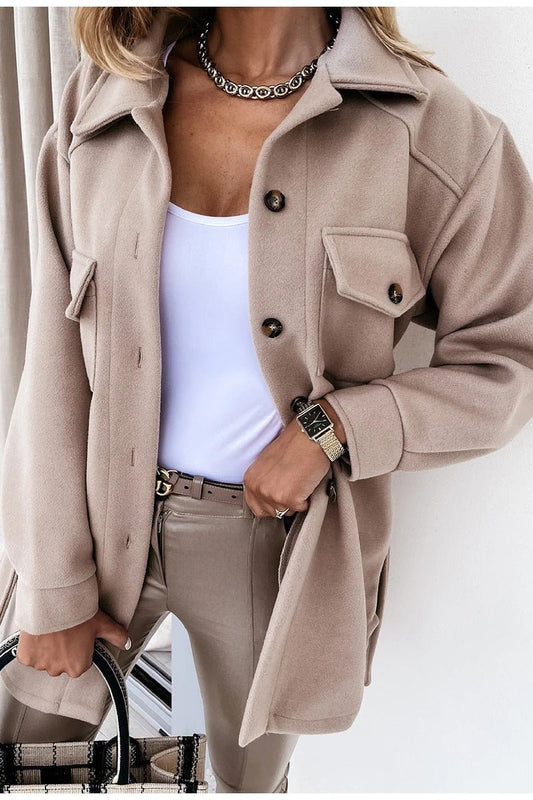 Women’s Relaxed Pocket Shirt Jacket – Casual Transitional Layer for Everyday Wear