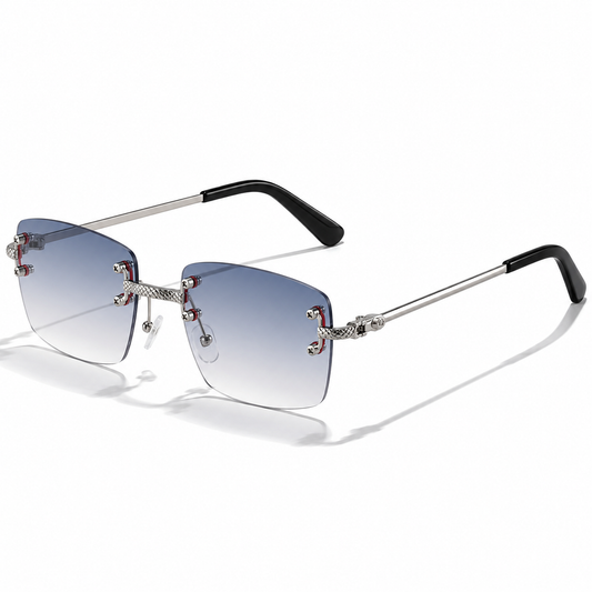 Men’s Rimless Metal Sunglasses – Modern Square Eyewear for Travel and Everyday Wear
