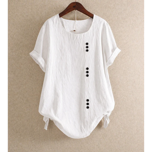 Women’s Cotton Button Blouse – Relaxed Short-Sleeve Summer Top for Everyday Wear
