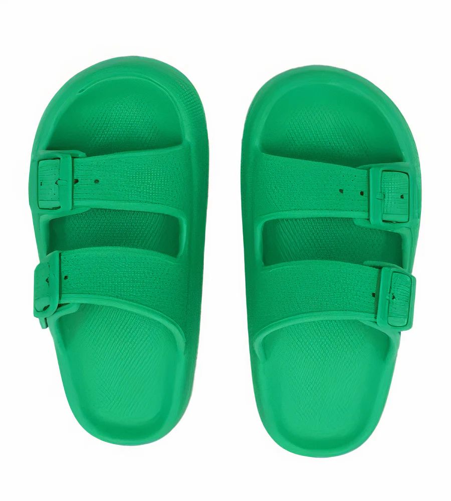 Men’s Double-Strap Slide Sandals – Adjustable Buckle Design with Moulded Footbed and Platform Sole