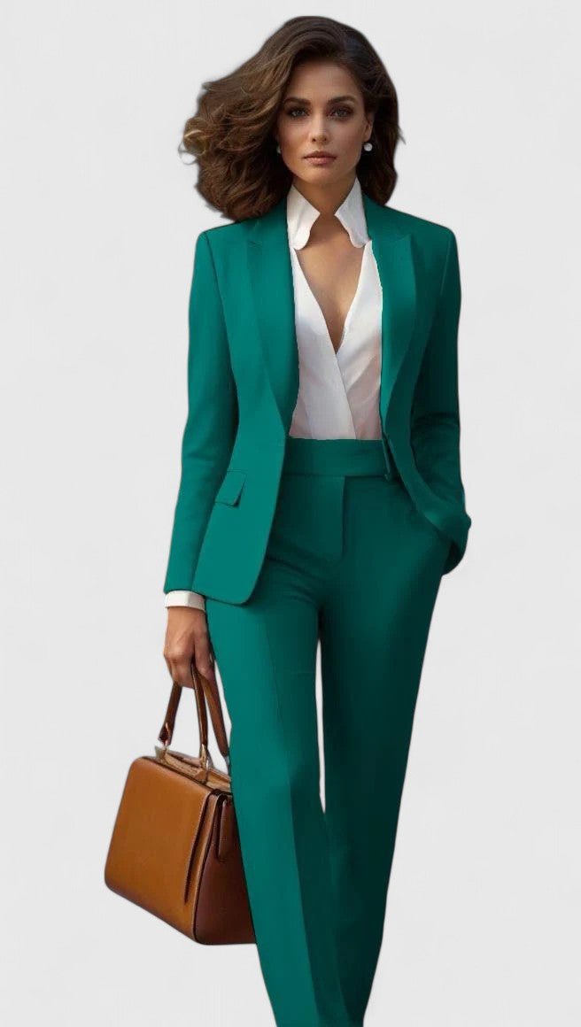 Women’s Two-Piece Suit Set – Single-Button Blazer with Straight Trousers