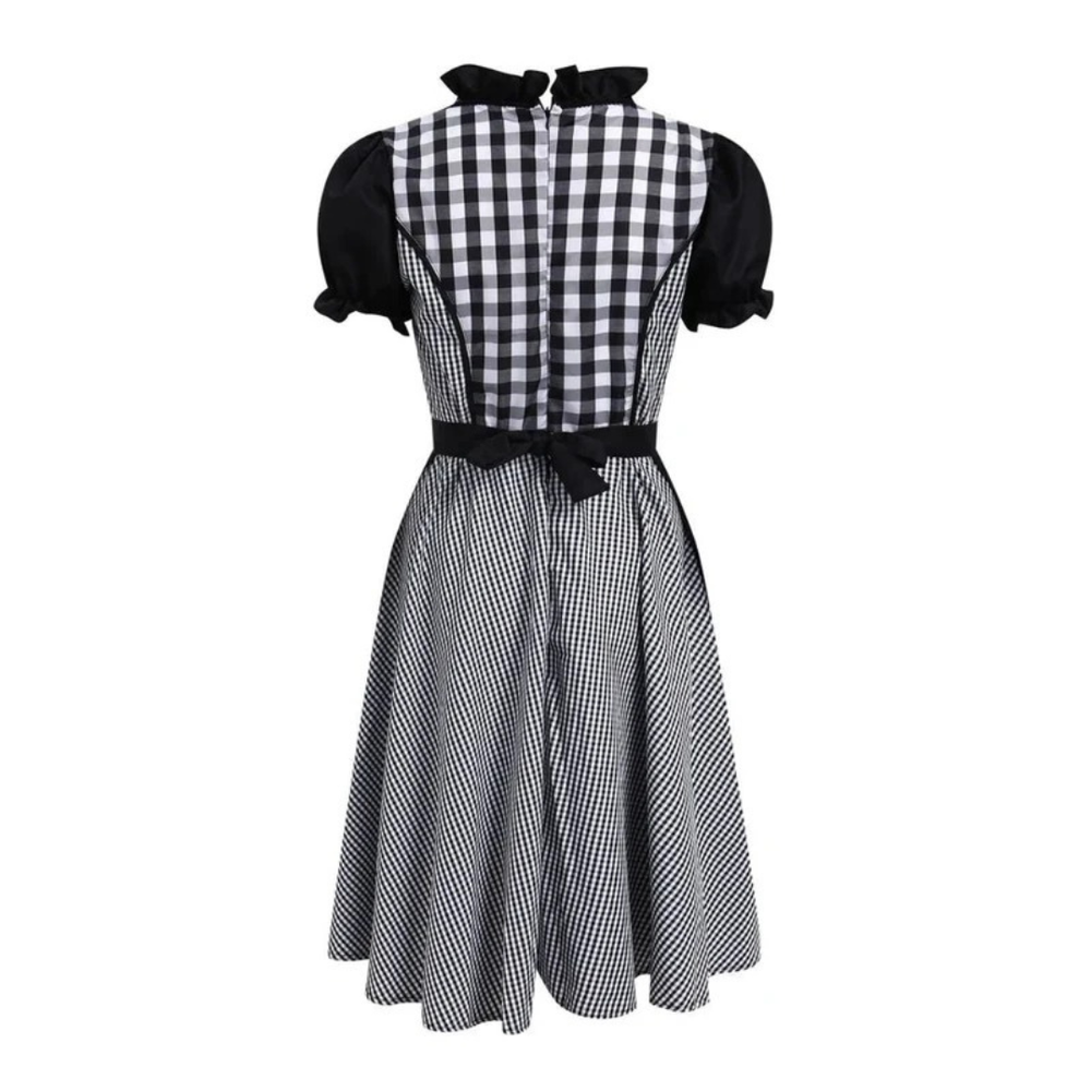 Women’s Ruffled Oktoberfest Dirndl – Puff Sleeve Folk Dress with Lace-Up Bodice
