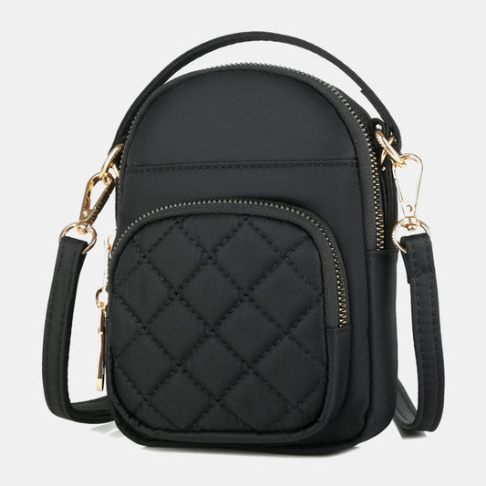 Women’s Quilted Mini Phone Crossbody Bag – Multi-Pocket Design with Adjustable Shoulder Strap