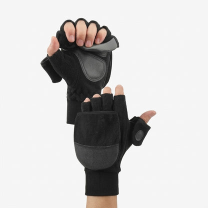 Men’s Convertible Thermal Winter Gloves – Wind-Resistant Fingerless Mittens with Grip Palms