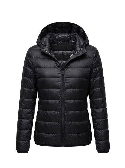 Women’s Lightweight Hooded Puffer Jacket – Packable Everyday Layer for Winter Travel