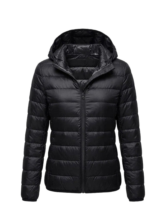 Women’s Lightweight Hooded Puffer Jacket – Packable Everyday Layer for Winter Travel