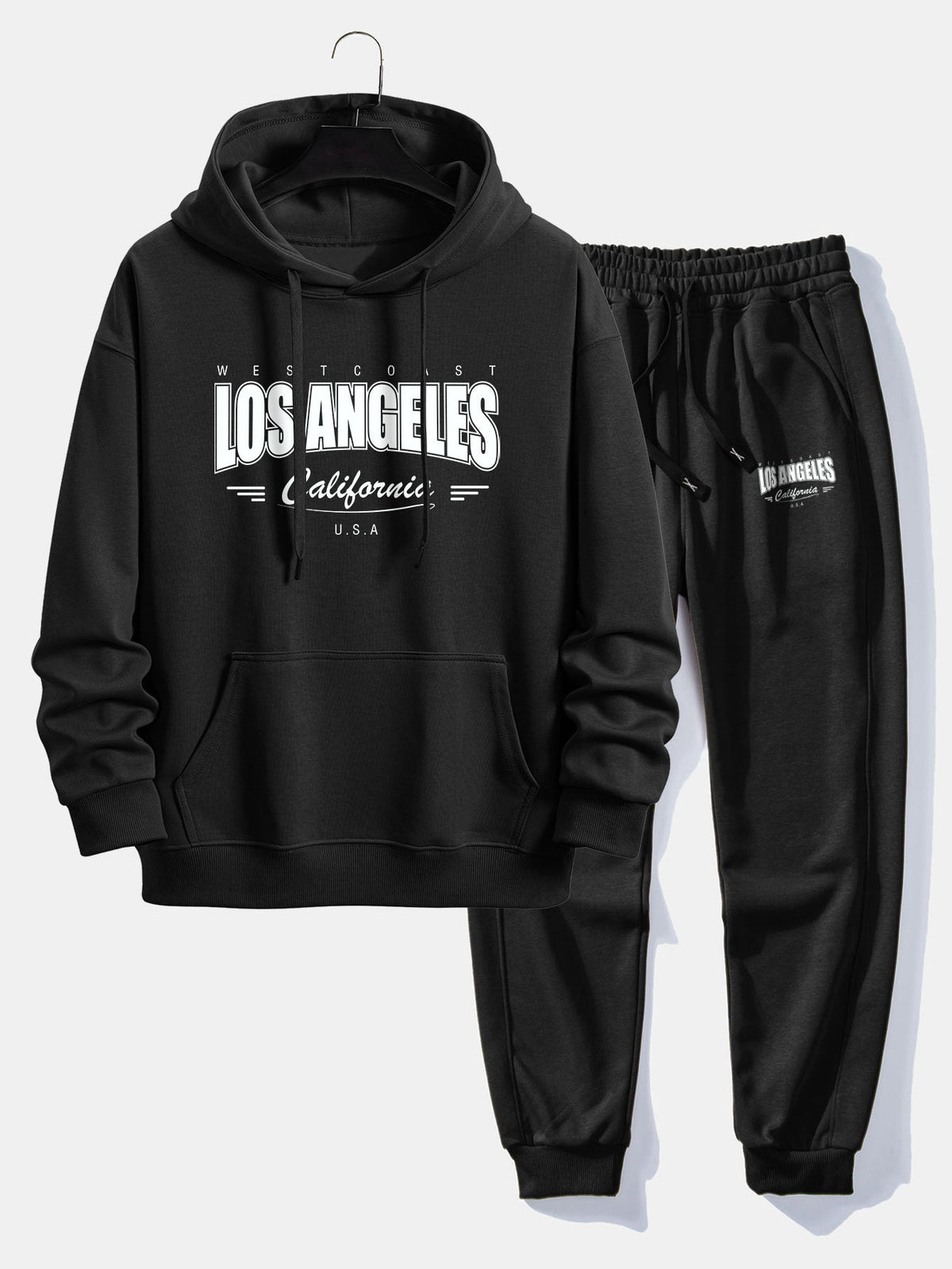 Men’s Cotton Blend Tracksuit – Relaxed Printed Hoodie and Joggers for Everyday Streetwear