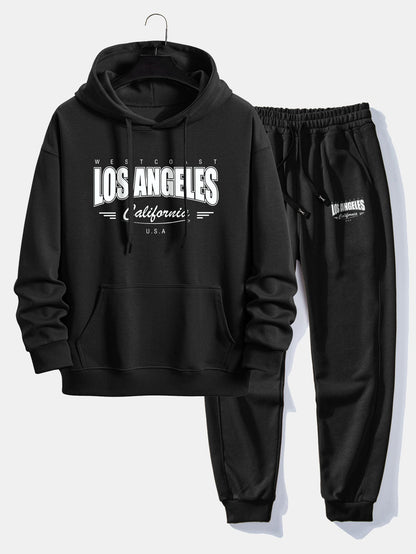 Men’s Cotton Blend Tracksuit – Relaxed Printed Hoodie and Joggers for Everyday Streetwear