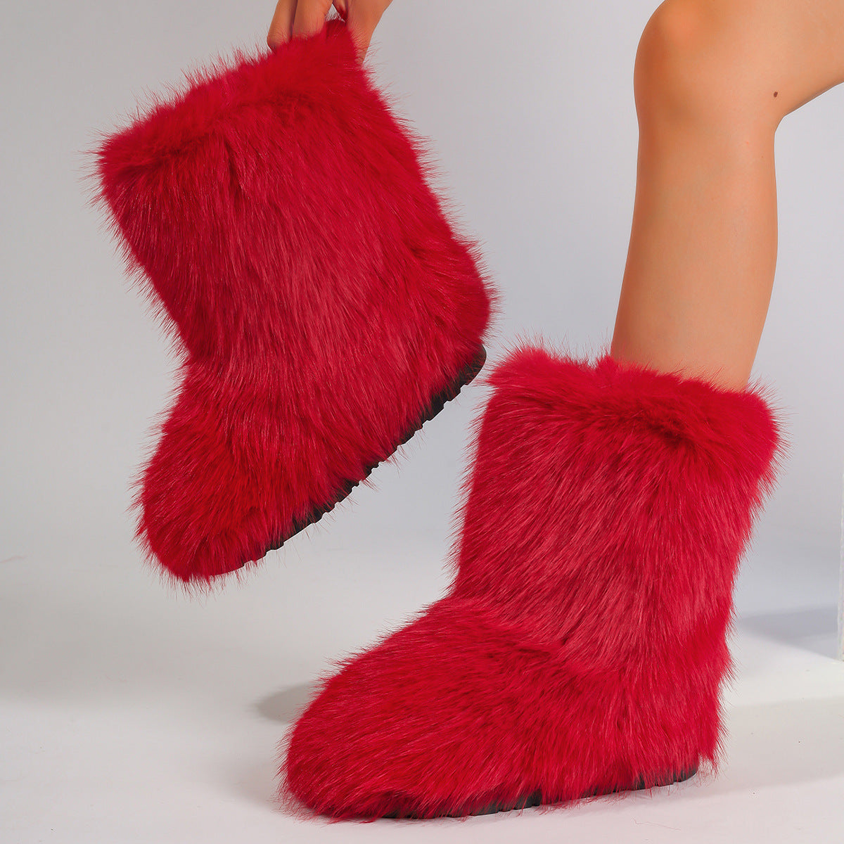 Women's Faux Fur Lined Snow Boots - Black