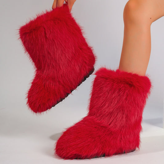 Women's Faux Fur Lined Snow Boots - Black