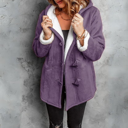 Women’s Sherpa-Lined Hooded Duffle Jacket – Warm Toggle-Front Winter Layer for Everyday Cold-Weather Wear