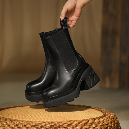 Women's Chunky Ankle Chelsea Boots - Lug Sole Pull-On Boot with Heel Tab - original product image 1