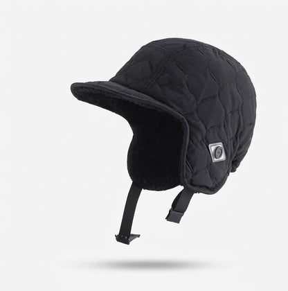 Unisex Quilted Winter Trapper Hat – Plush-Lined Ear-Flap Cap with Curved Visor