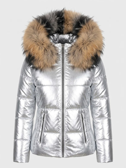 Women’s Faux Fur Hood Puffer Jacket – Fitted Winter Layer for City Wear