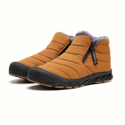 Men’s Fur-Lined Quilted Winter Boots – Warm Side-Zip Non-Slip Outdoor Shoes for Everyday Cold-Weather Wear