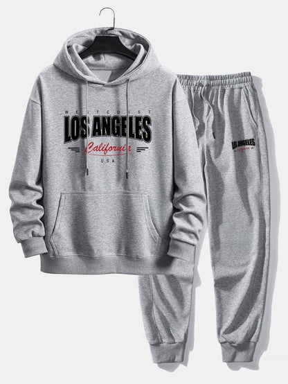 Men’s Cotton Blend Tracksuit – Relaxed Printed Hoodie and Joggers for Everyday Streetwear