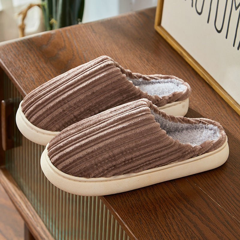 Women's Faux Fur Lined Corduroy Platform Clog Slippers