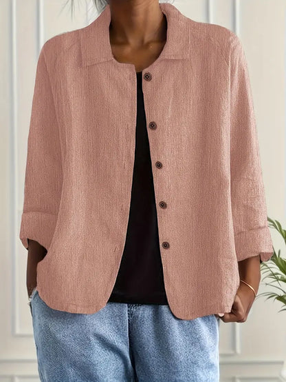Women’s Lightweight Cardigan – Shirt Collar with Button-Through Front