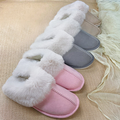 Women's Suede-Look Faux Fur Lined Platform Clog Slippers